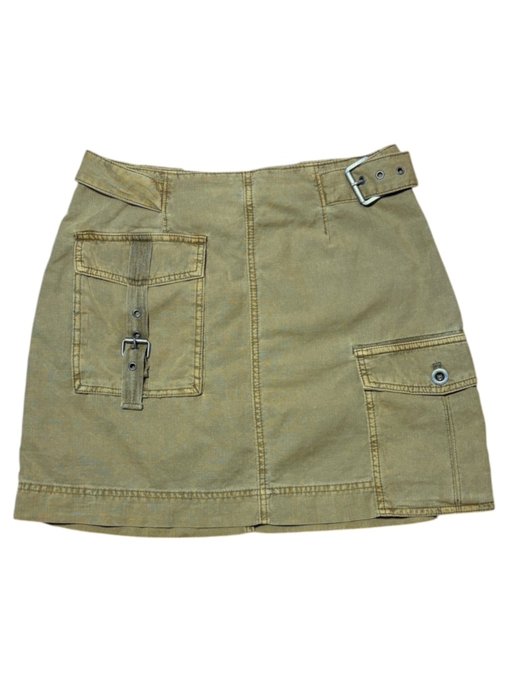 Free People Erika Utility Cargo Mini Skirt In Green Sz 4